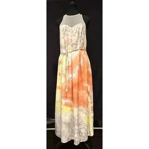 Kensie Long Floral and Mesh Dress Sleeveless Size M